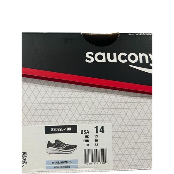 New With Box Saucony Omni 22 Mens Size 14 Running Sneakers Black White - Picture 6 of 6